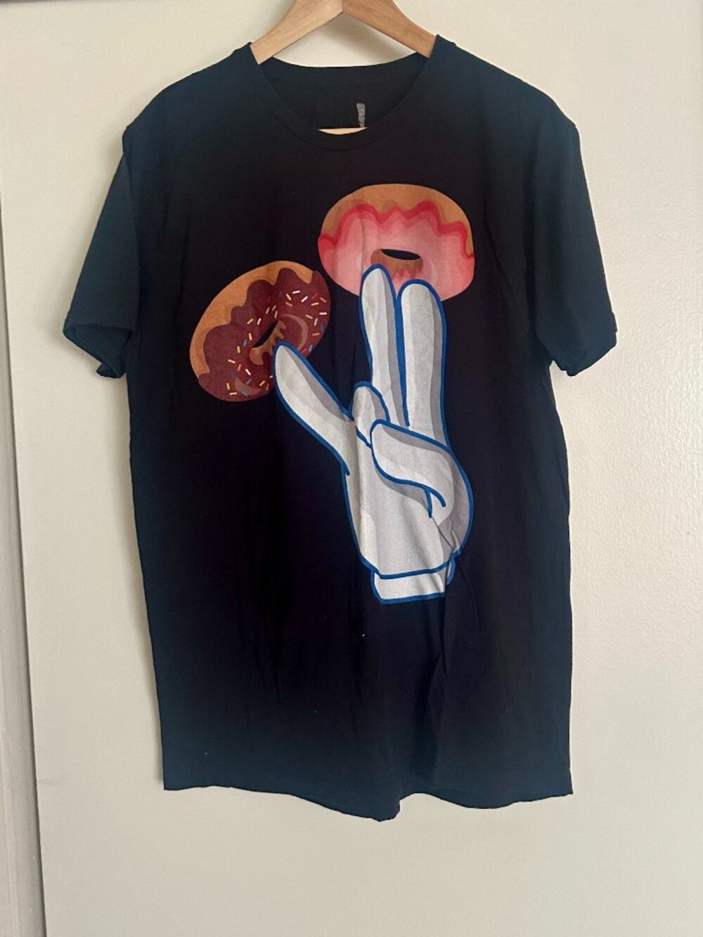 Black Donut Graphic T-Shirt Men's Large Novelty Streetwear Tee